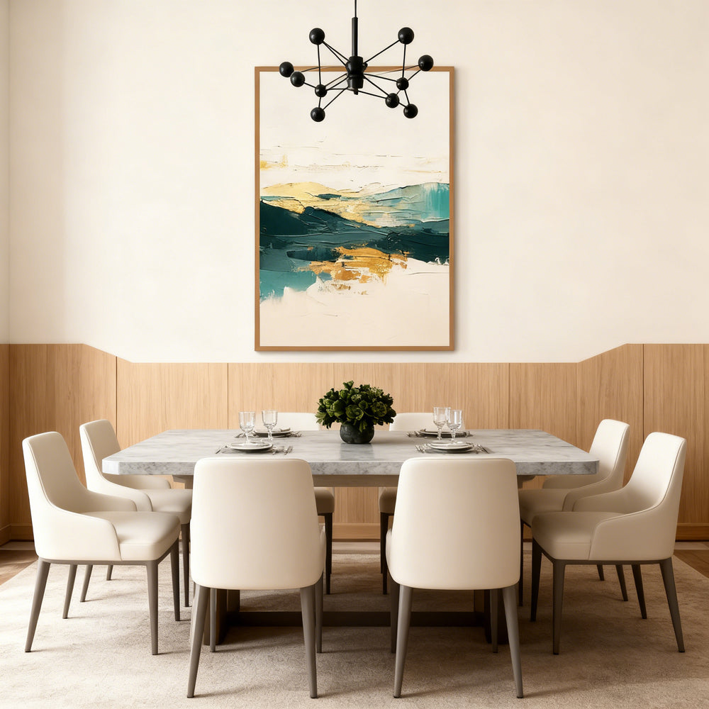 Green–Gold Horizon Landscape · Abstract Impressionist Style · Modern Wall Art Texture handmade paintings