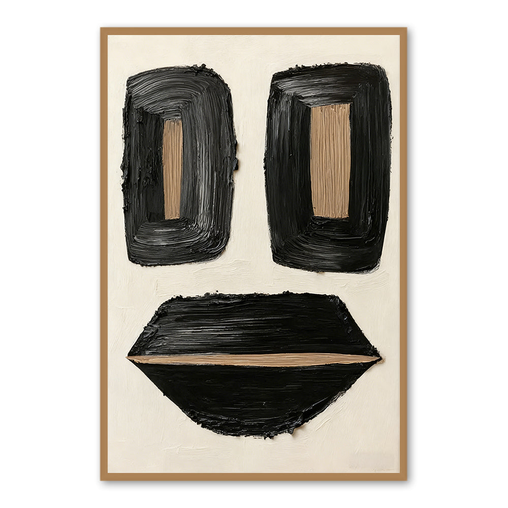 Minimalist Face Motif Texture Art – Modern Abstract Style Handmade Oil Painting Wall Art