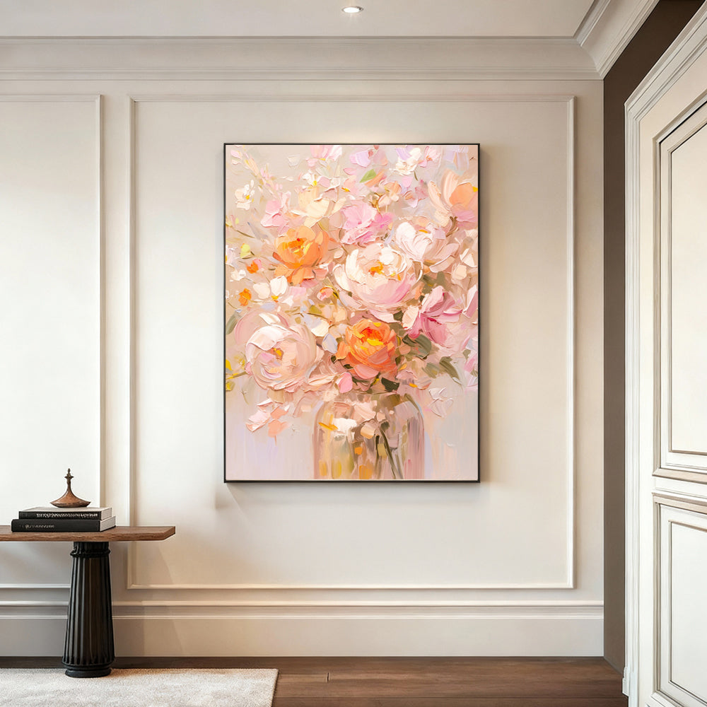 Poem of Dew – Impressionist Floral Texture Painting Handmade Oil Wall Art for Modern Home Decoration