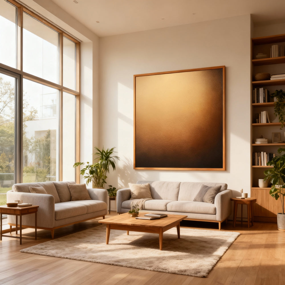 Golden Dusk Gradient Texture Art – Minimalist Abstract Style Handmade Oil Painting Wall Art