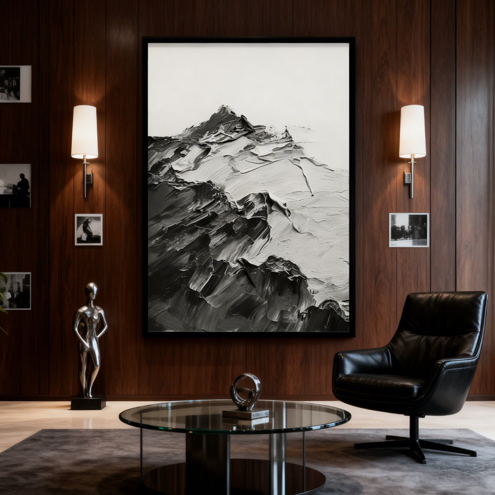 Mountain Peaks - Handcrafted Oil Painting, Abstract Landscape Wall Art