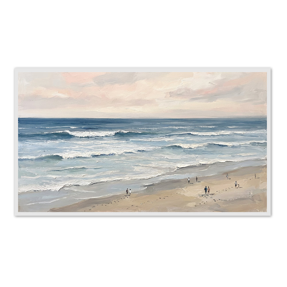 Endless Shoreline Calm | Contemporary Minimal Seascape Style Hand-Painted Oil Painting Wall Art