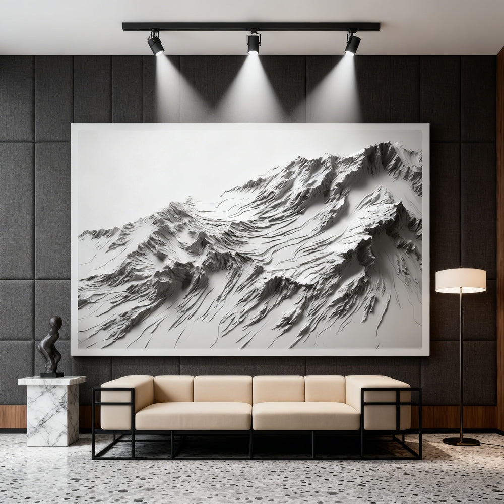 Mountain Landscape Paper Relief Art, 3D Wall Art, Handcrafted Mountain Design