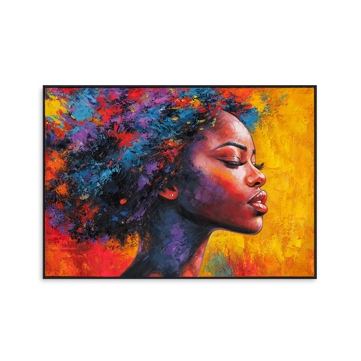 Vibrant Afro Beauty Handcrafted Oil Painting