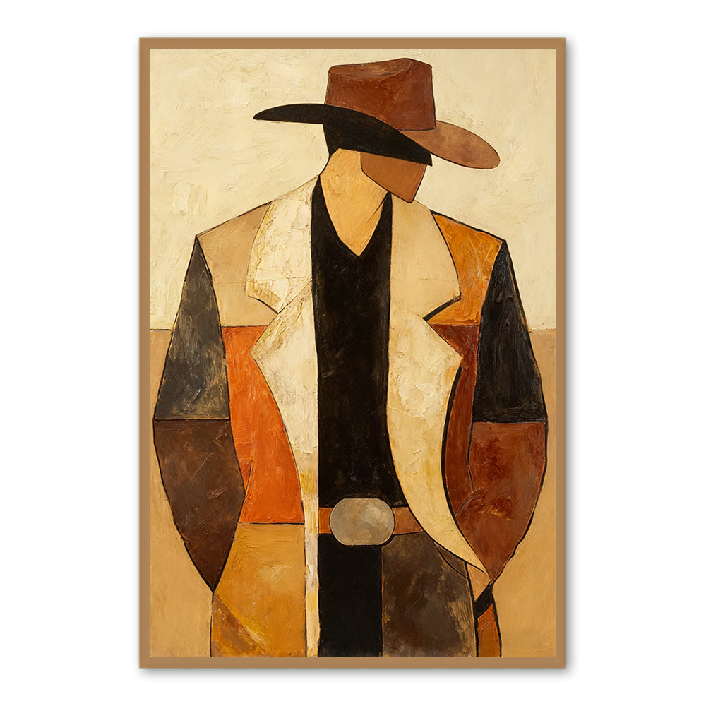 Western Cowboy Figure – Modern Abstract Figurative Handmade Oil Painting Wall Art