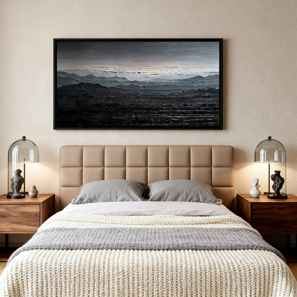 Silent Ridge – Modern Abstract Landscape Texture Painting, Handmade Oil Wall Art for Contemporary Interior Decoration