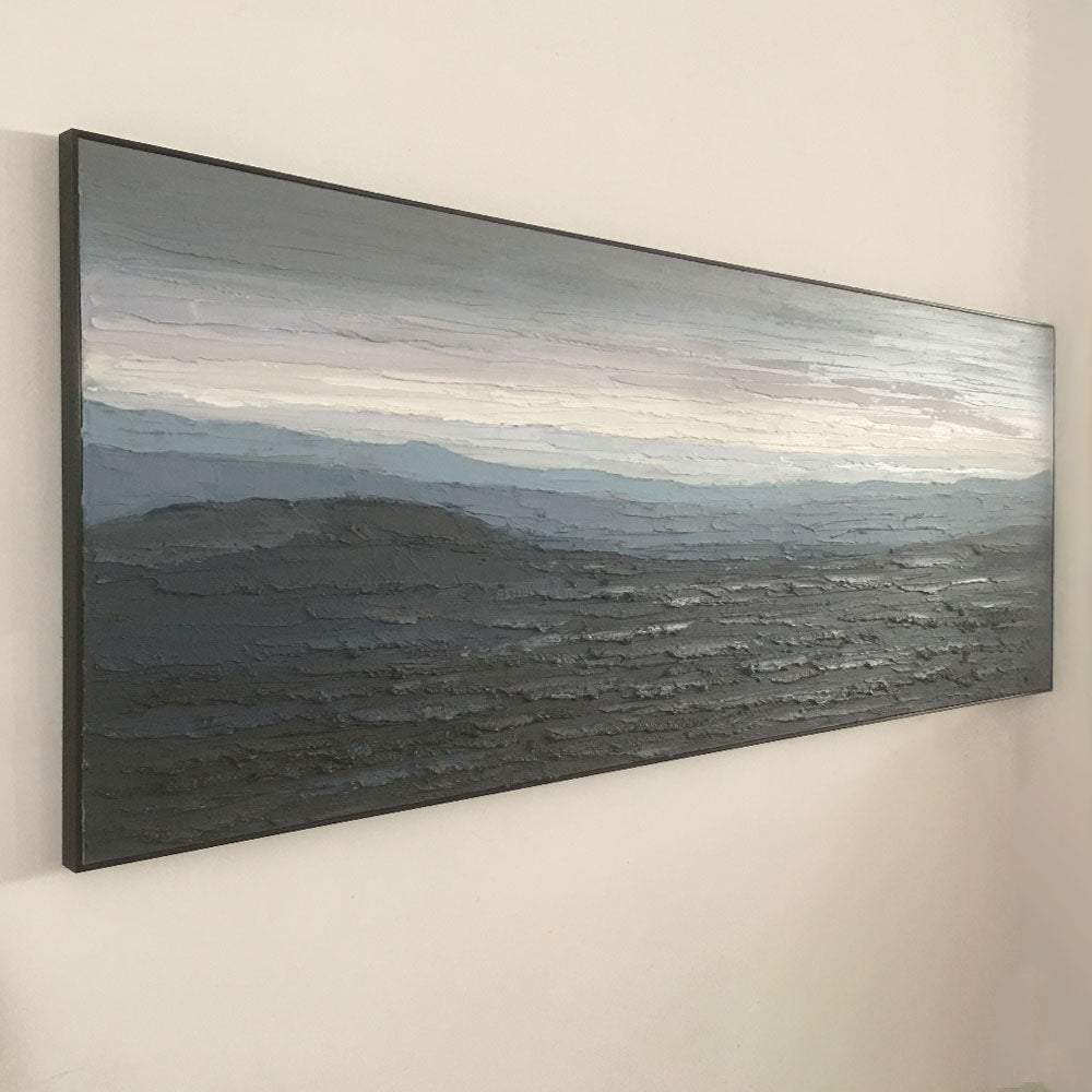 Silent Ridge – Modern Abstract Landscape Texture Painting, Handmade Oil Wall Art for Contemporary Interior Decoration