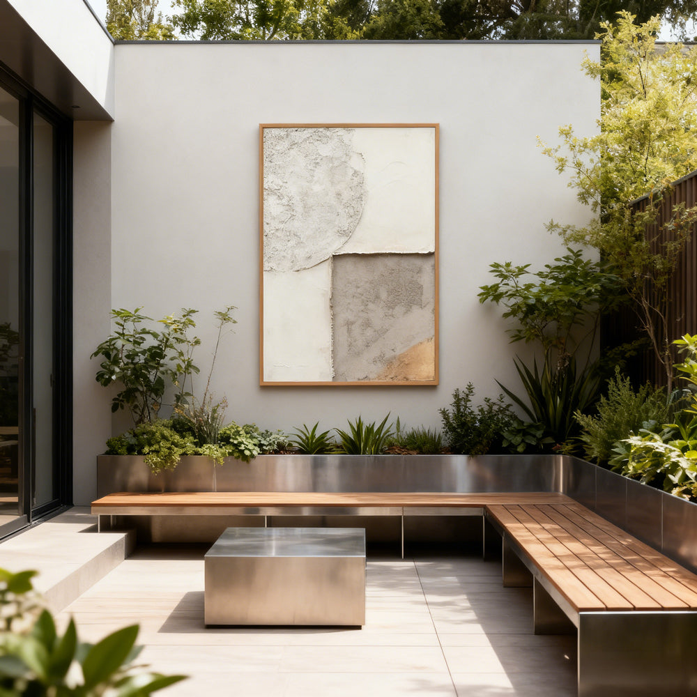 Textured Geometric Blocks Theme Painting – Modern Abstract Style Handmade Texture Wall Art