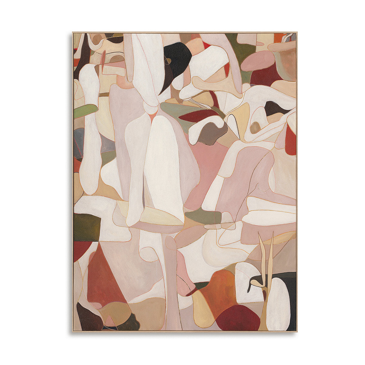 Hand-Painted Canvas Wall Art Abstract Figurative Composition in Warm Earth Tones