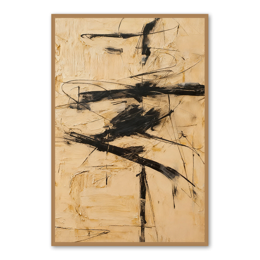 Abstract Gesture Lines – Modern Expressionist Style – Textured Canvas Wall Art
