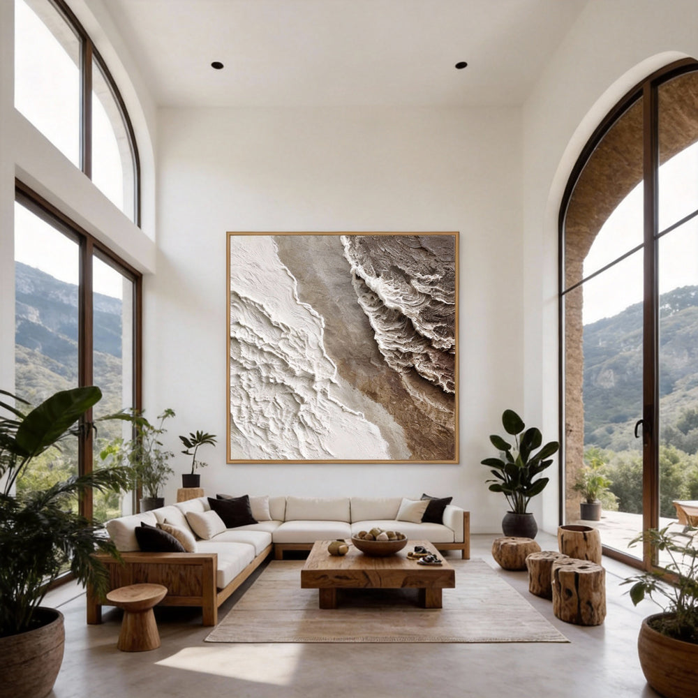 Tidal Symphony Handcrafted Painting-square canvas