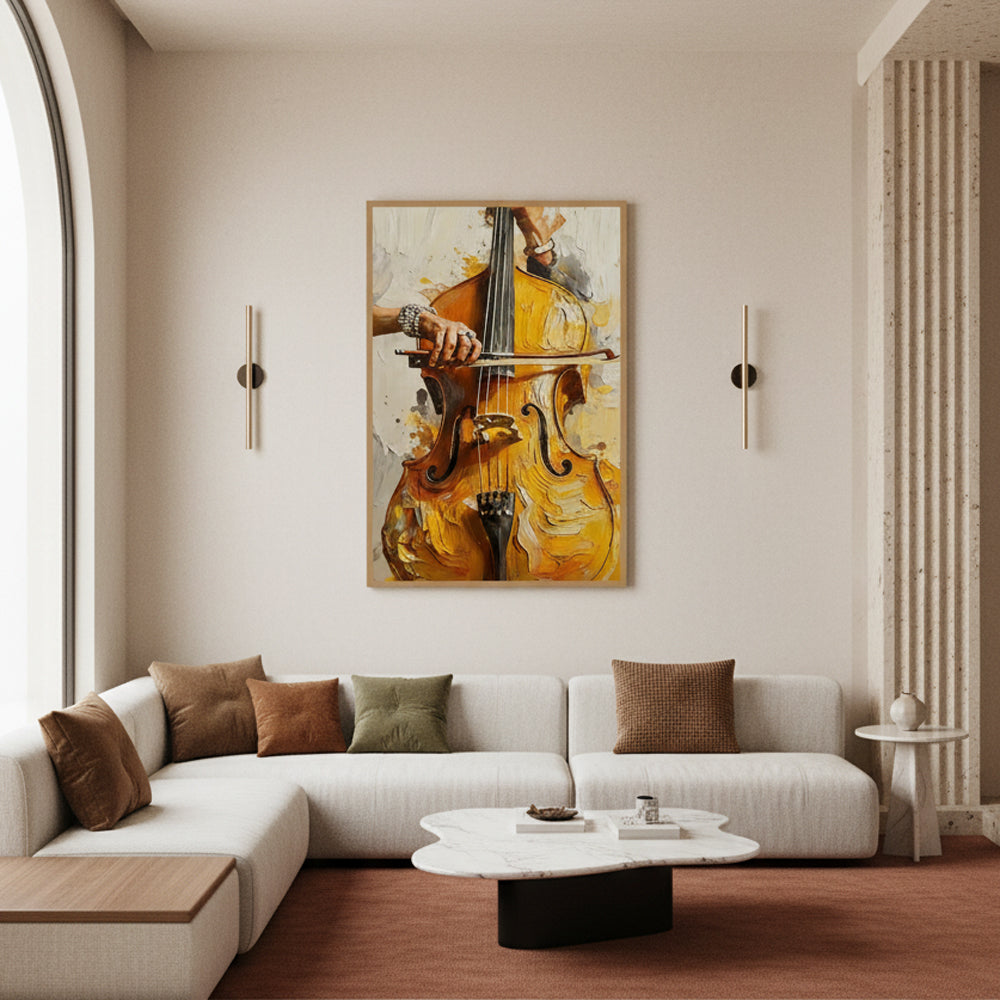 Rhythm of Strings – Impressionist Music Theme Handmade Oil Painting Wall Art