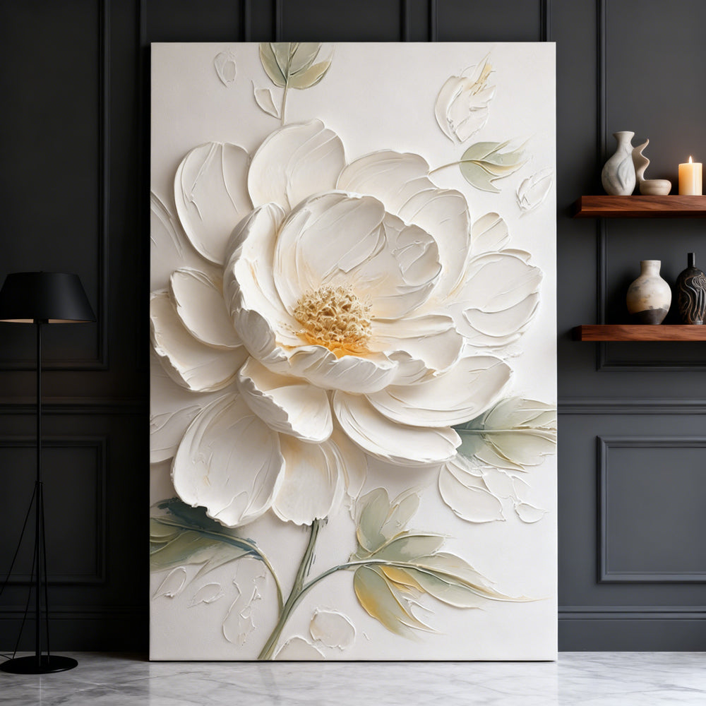 Elegant Blossom Texture Art – Impressionistic Floral Style Handmade Oil Painting Wall Art