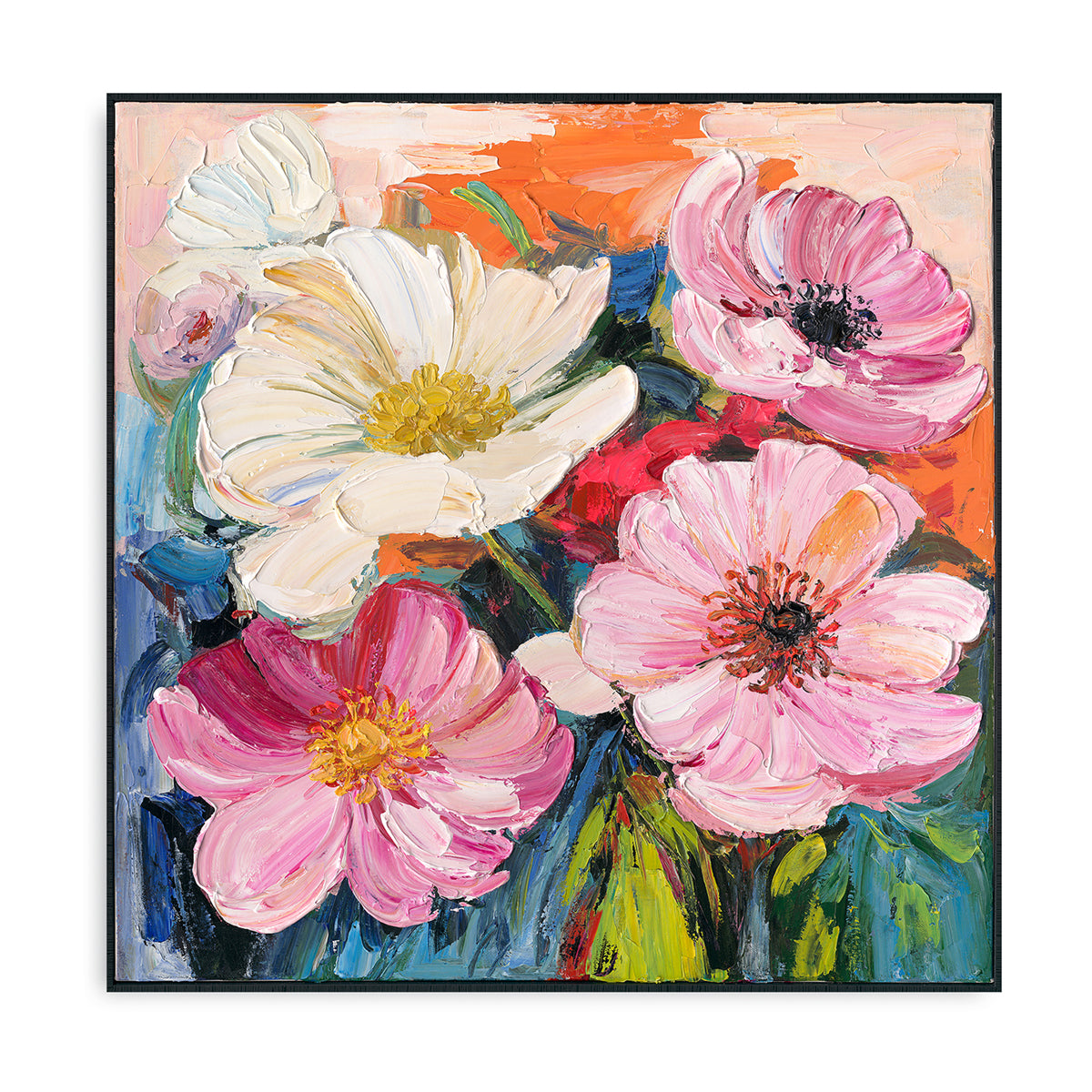 Pintura hecha a mano con vibrante belleza floral