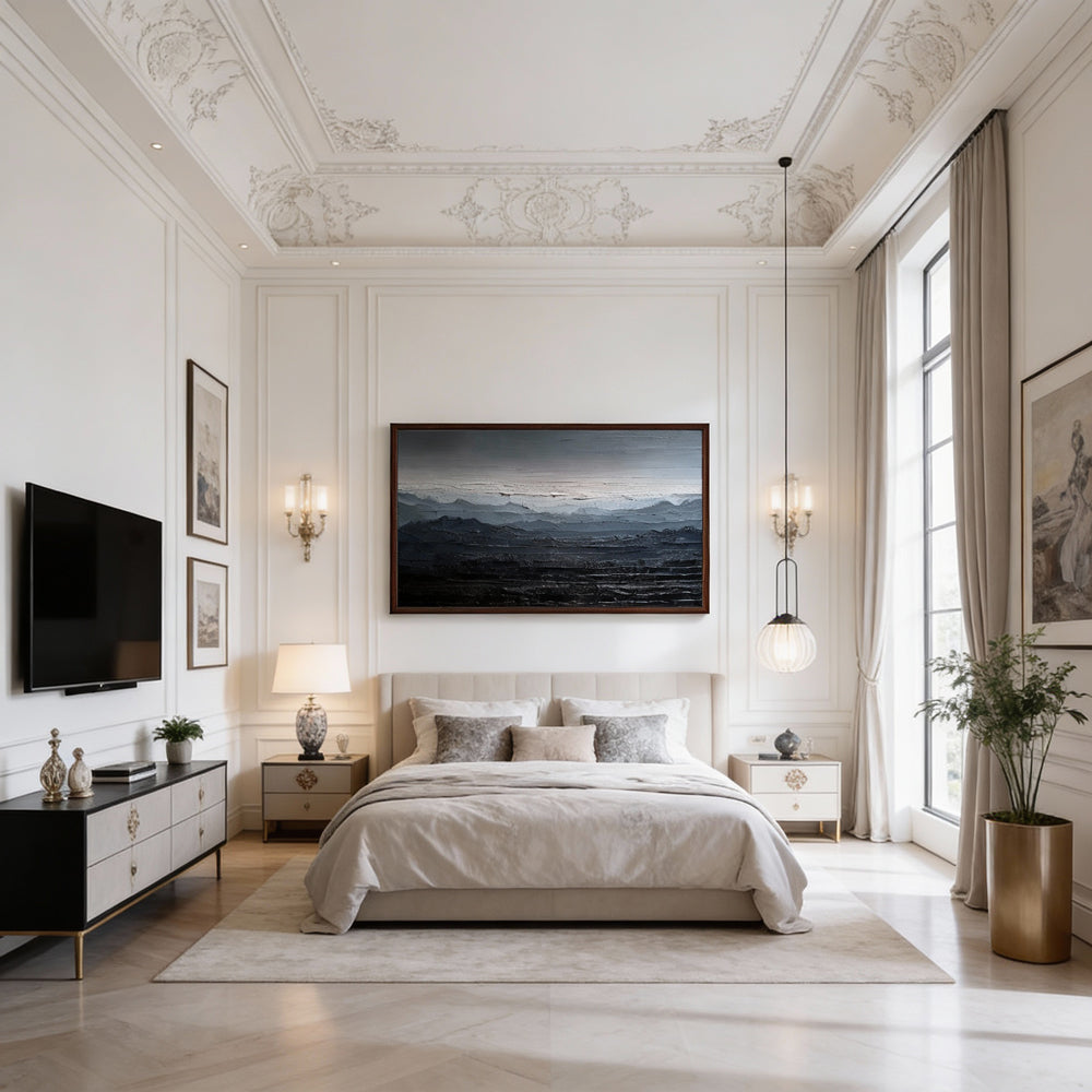 Silent Ridge – Modern Abstract Landscape Texture Painting, Handmade Oil Wall Art for Contemporary Interior Decoration