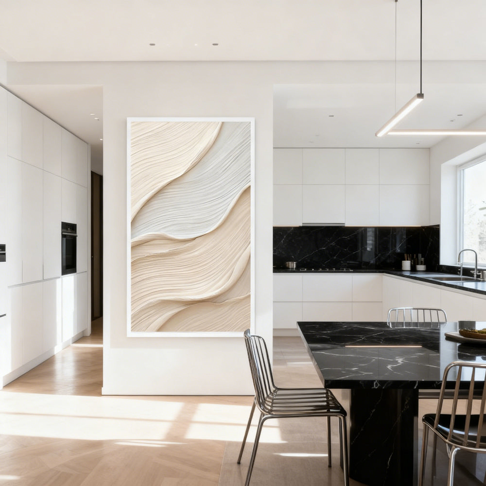 Flowing Harmony Textured Abstract Painting – Minimalist Style Wall Art