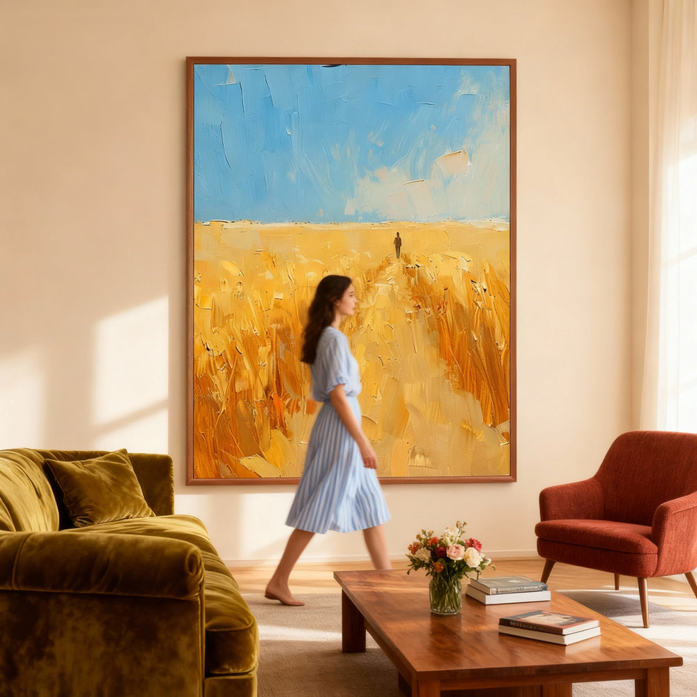 Path of Light – Impressionist Landscape Texture Painting, Handmade Oil Wall Art