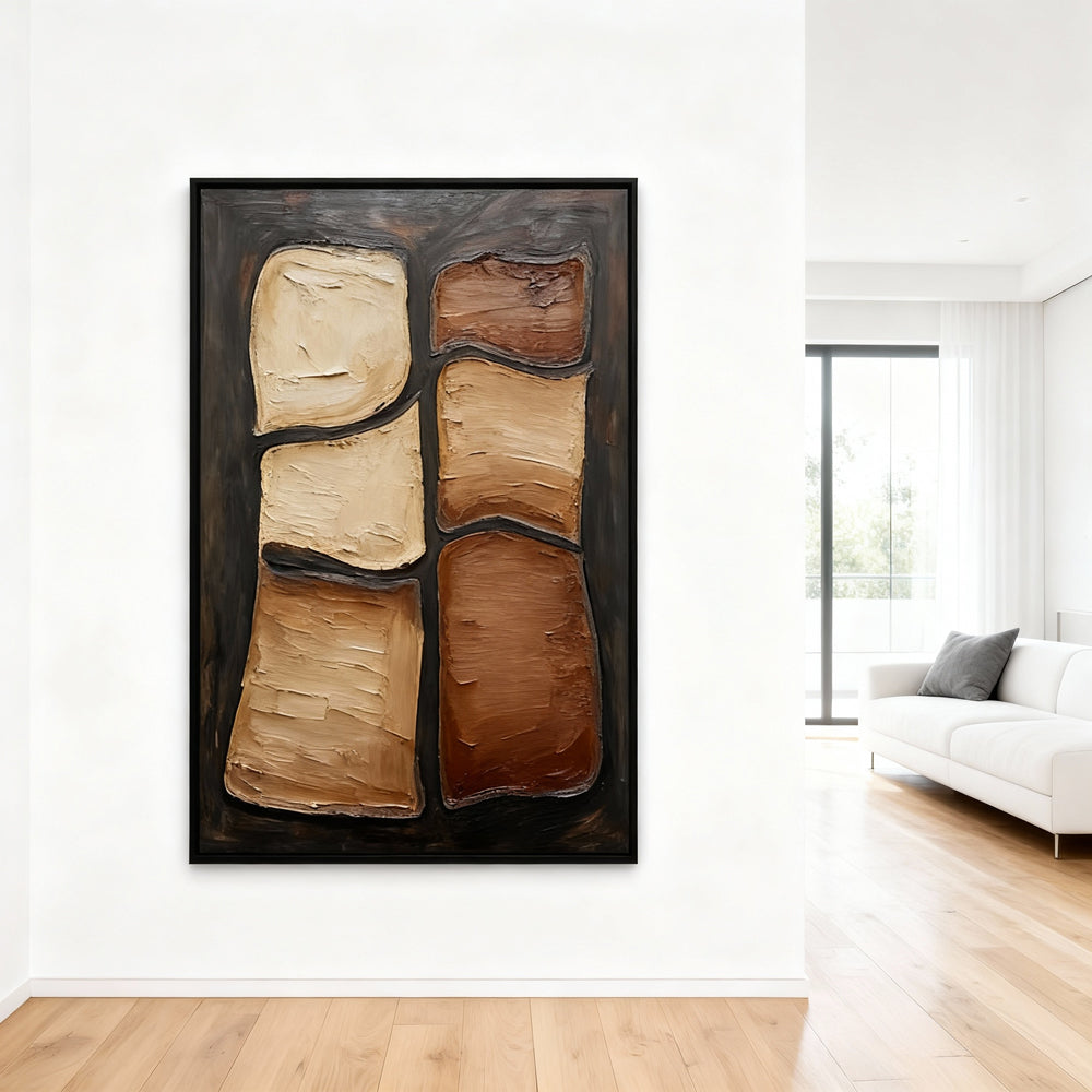 Textured Abstract Blocks – Handcrafted Oil Painting – Modern Wall Art