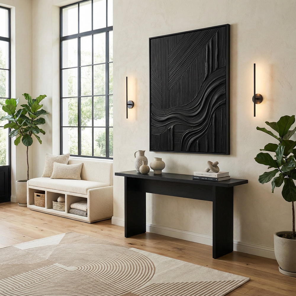 Midnight Current – Modern Minimalist Textured Hand-Painted Oil Painting Wall Art