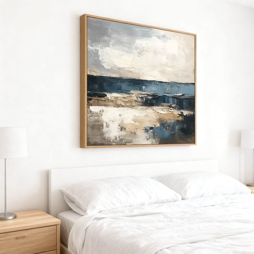 Coastal Horizon Theme Painting – Modern Abstract Style Handmade Oil Painting Wall Art