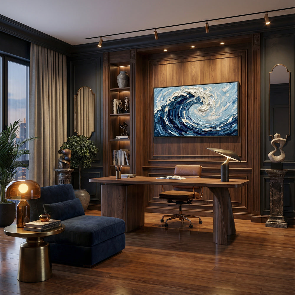 Ocean Vortex Power | Abstract Seascape Expressionist Handmade Oil Painting Wall Art