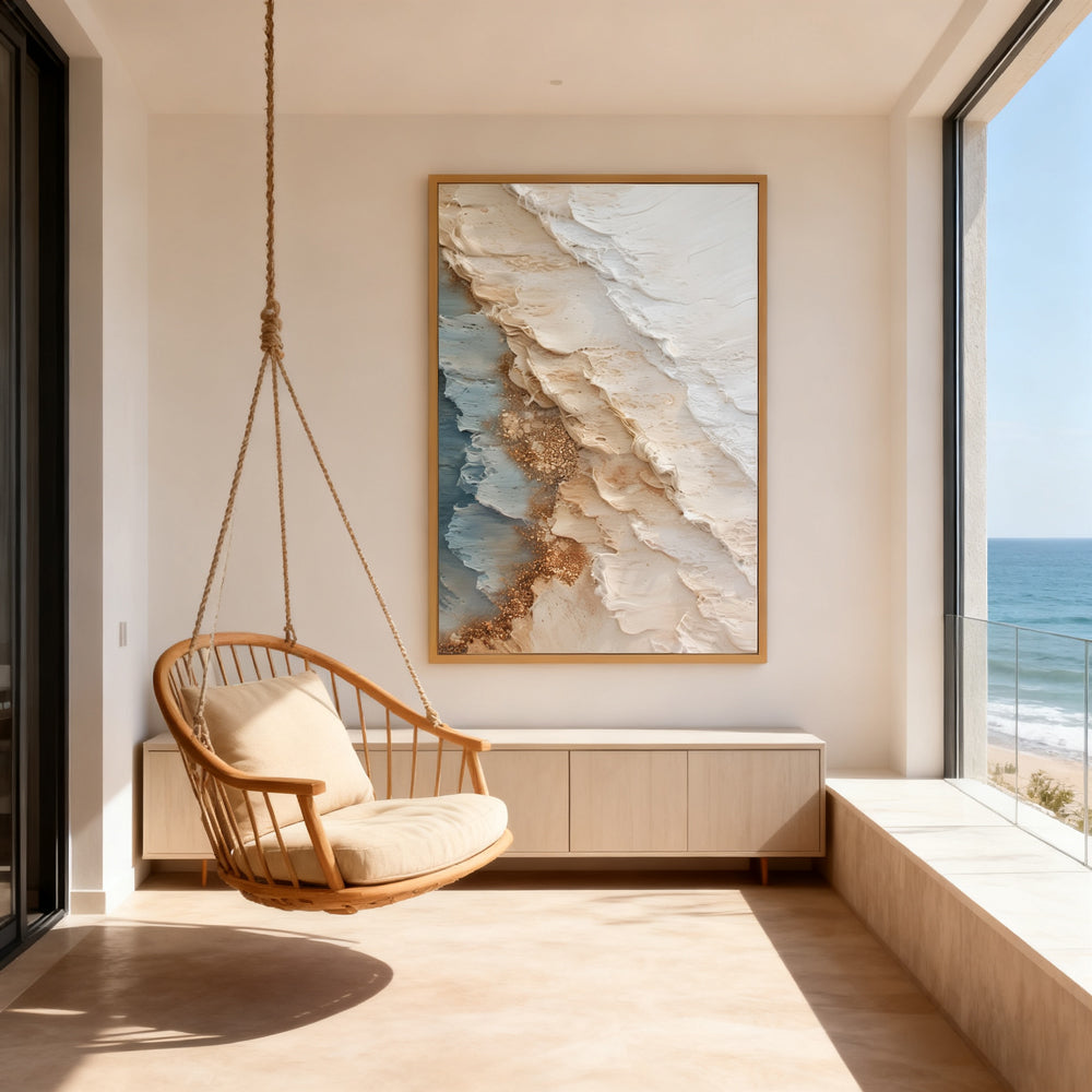 Coastal Layers Harmony – Abstract Textured Hand-Painted Oil Wall Art