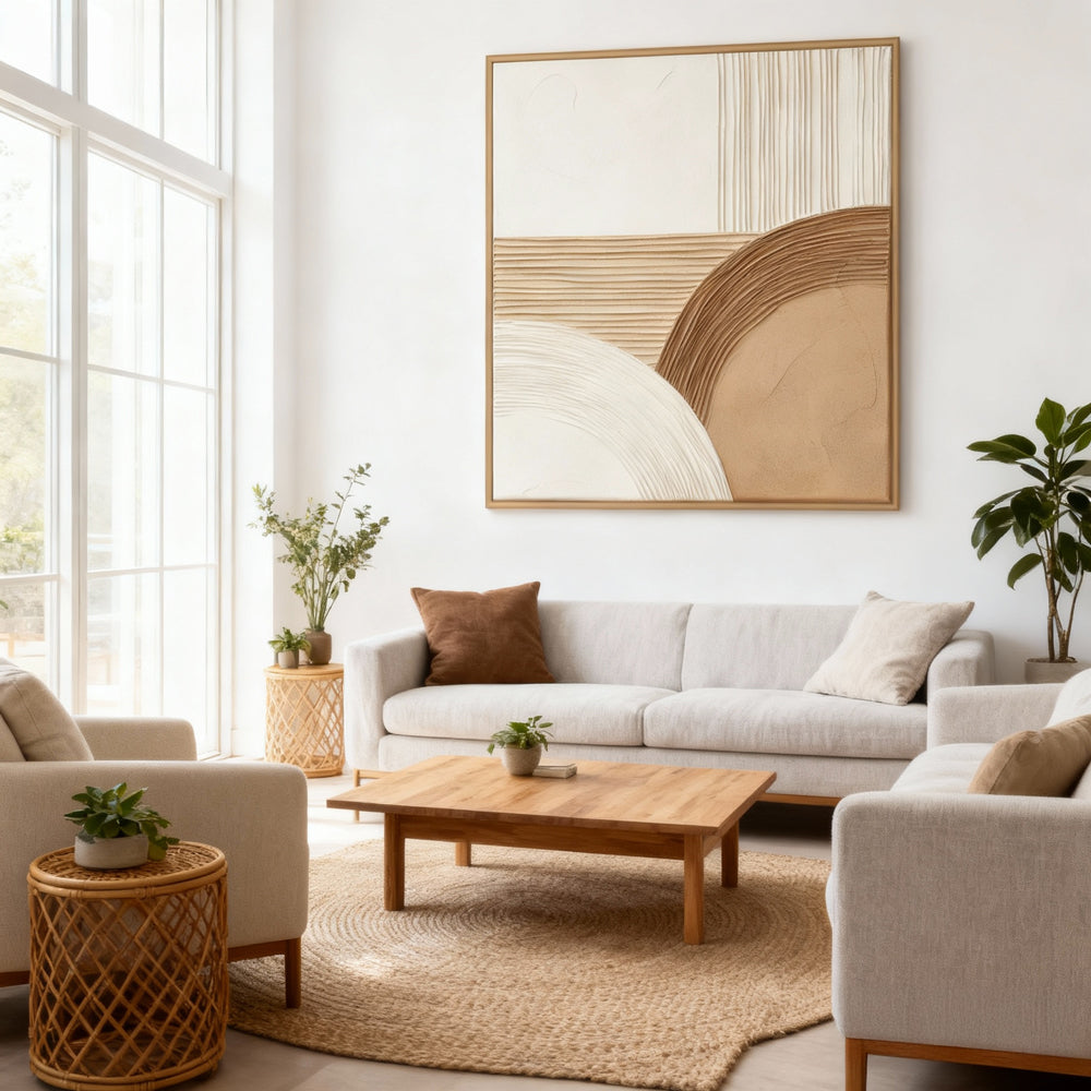 Geometric Serenity - Handcrafted Oil Painting, Abstract Wall Art