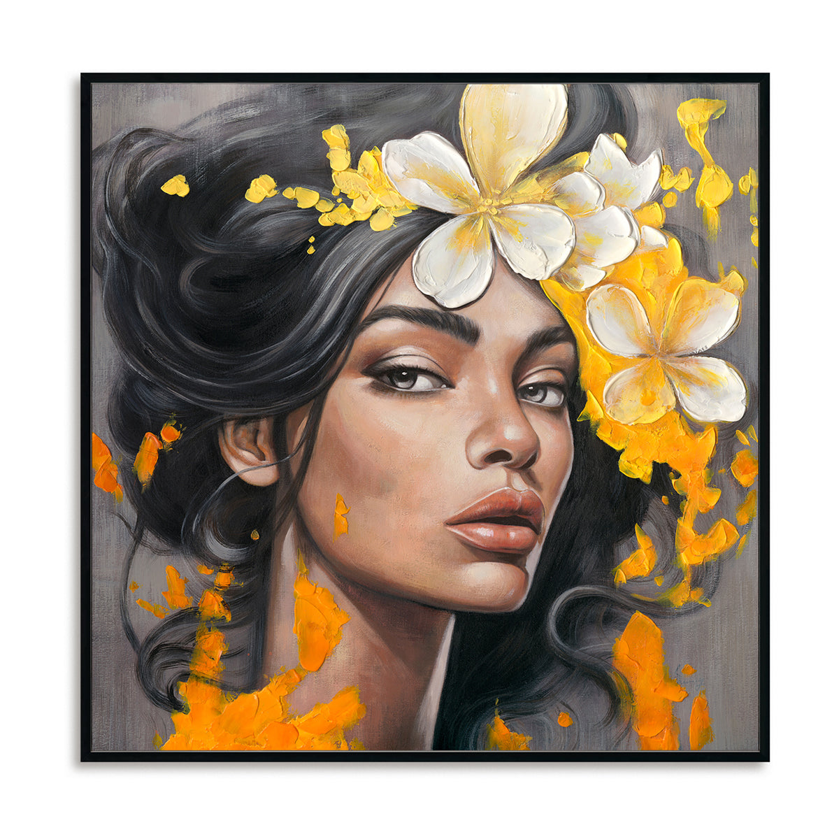 Floral Elegance Handcrafted Modern Realism with Abstract Expressionism
