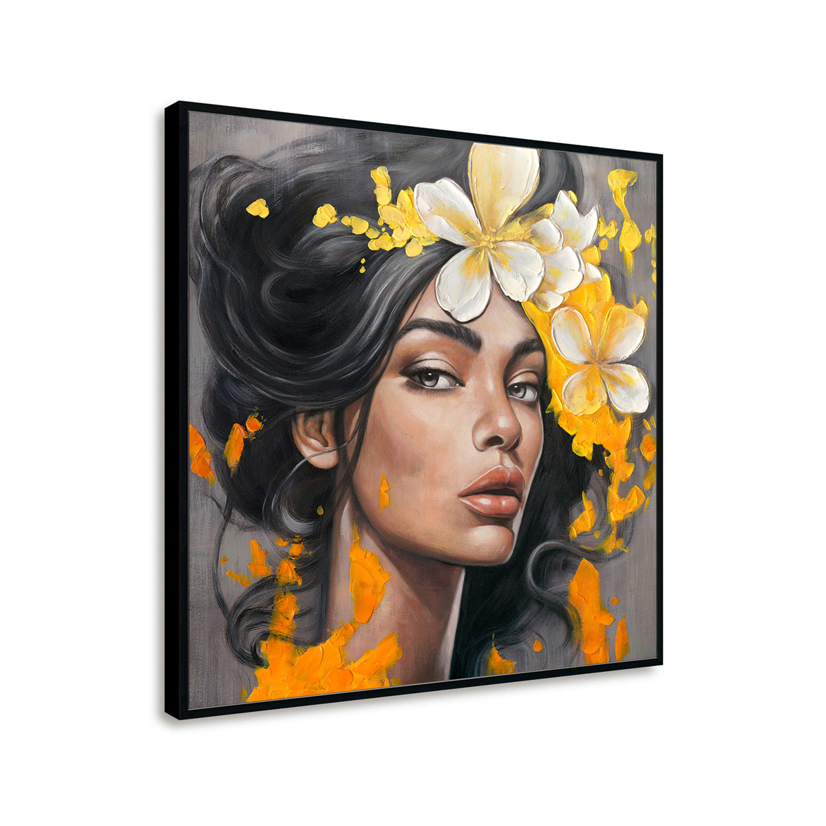 Floral Elegance Handcrafted Modern Realism with Abstract Expressionism