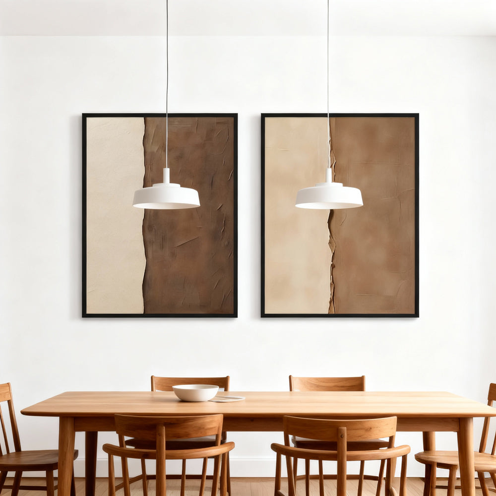 Set of 2 Textured Abstract Canvas Art – Modern Minimalist Style Texture Wall Art Paintings