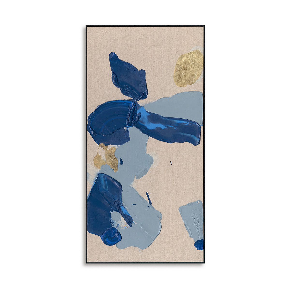 Strukturierte Pinselstriche in Marineblau und Gold 