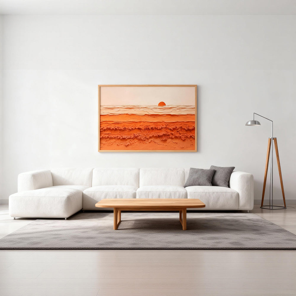 Sunrise Harmony – Abstract Texture Landscape in Warm Orange Tones, Sunset Over Waves Extra Large