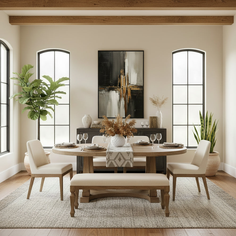 Handcrafted Elegance Golden Glow and Ink Shadow Harmony Painting