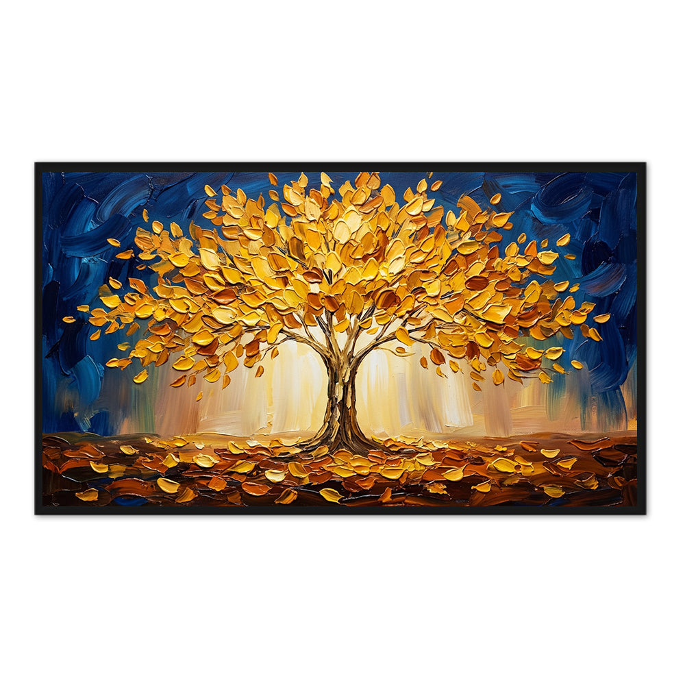 Golden Canopy Dreams | Contemporary Abstract Tree Style Hand-Painted Oil Painting Wall Art
