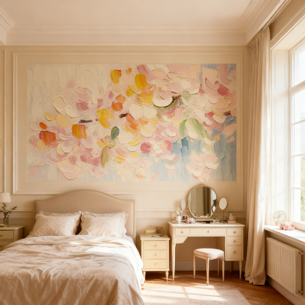 Soft Bloom Fantasy – Abstract Impasto Style Handmade Oil Painting Wall Art