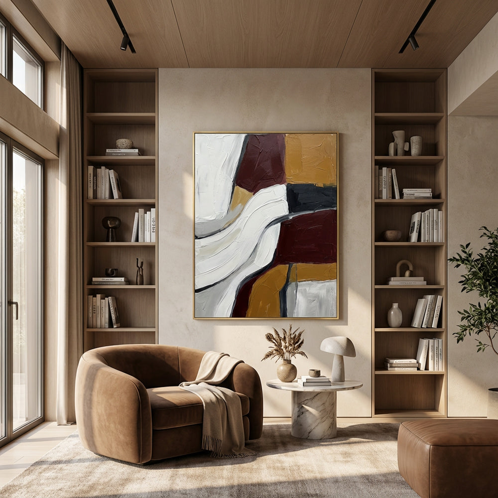 Silent Motion Lines | Contemporary Abstract Minimal Style Hand-Painted Oil Painting Wall Art