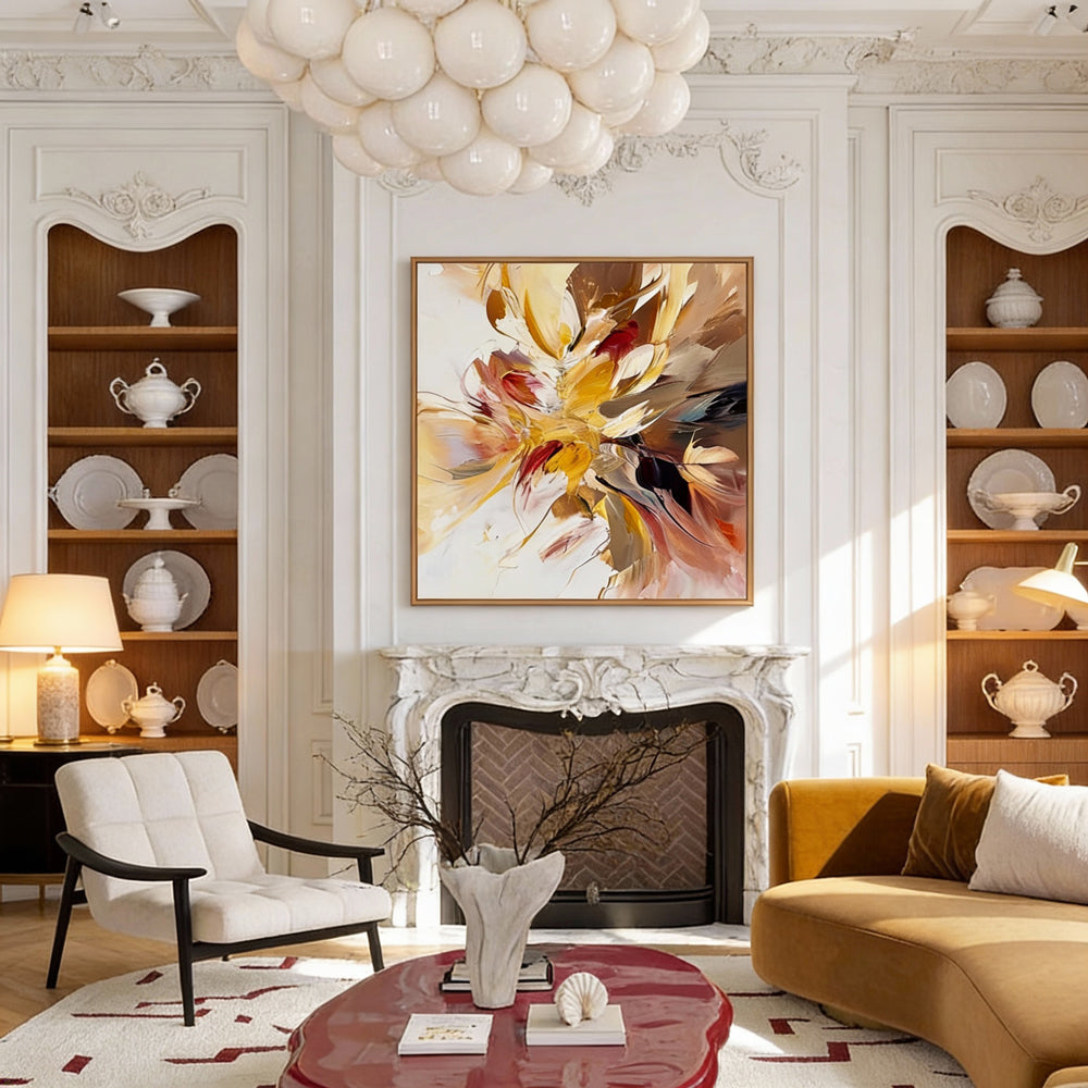 Radiant Bloom – Modern Abstract Floral Style Handmade Oil Painting Wall Art