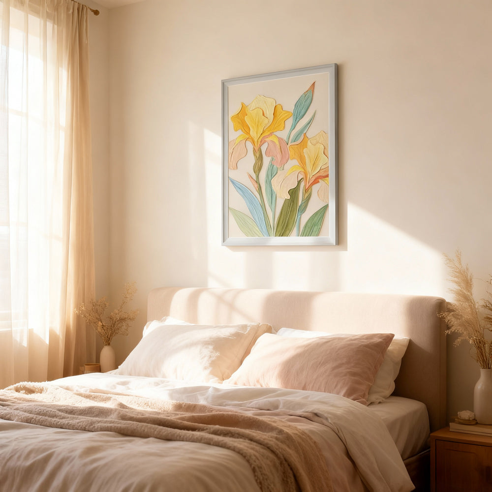 Summer Iris Garden - Impressionist Style Hand-Painted Oil Painting