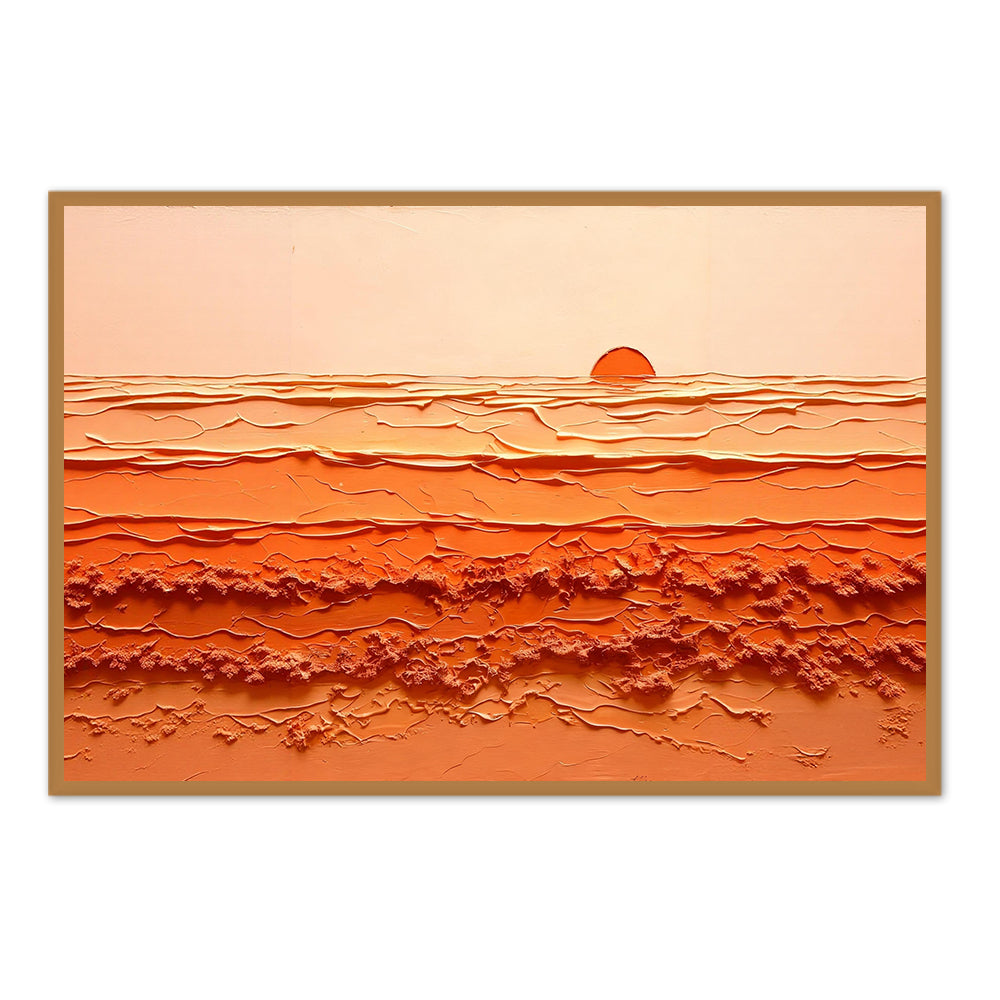 Sunrise Harmony – Abstract Texture Landscape in Warm Orange Tones, Sunset Over Waves Extra Large