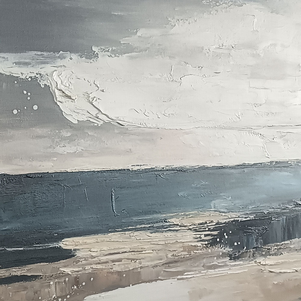 Coastal Horizon Theme Painting – Modern Abstract Style Handmade Oil Painting Wall Art