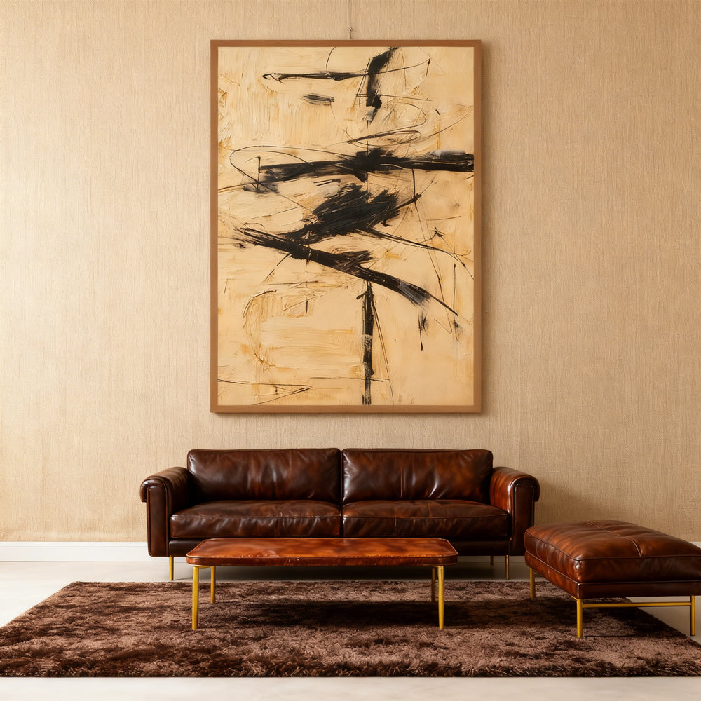 Abstract Gesture Lines – Modern Expressionist Style – Textured Canvas Wall Art