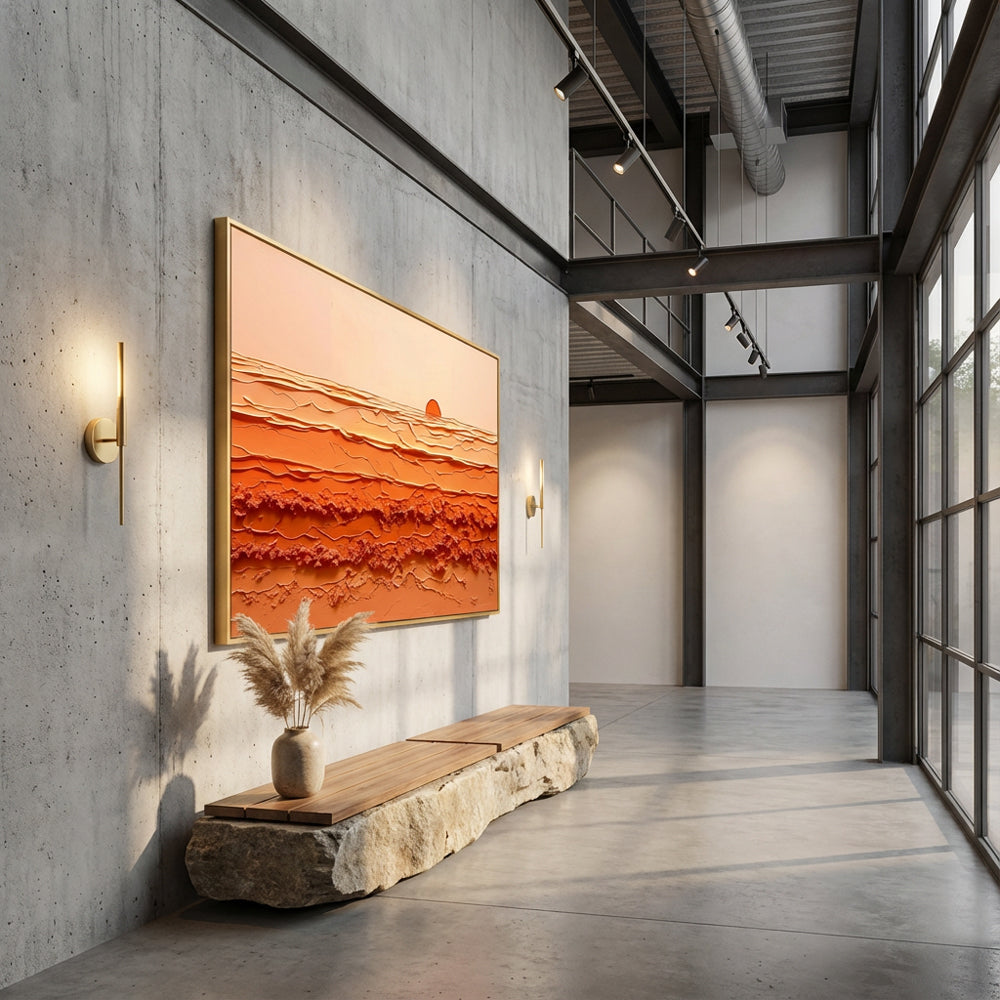 Sunrise Harmony – Abstract Texture Landscape in Warm Orange Tones
