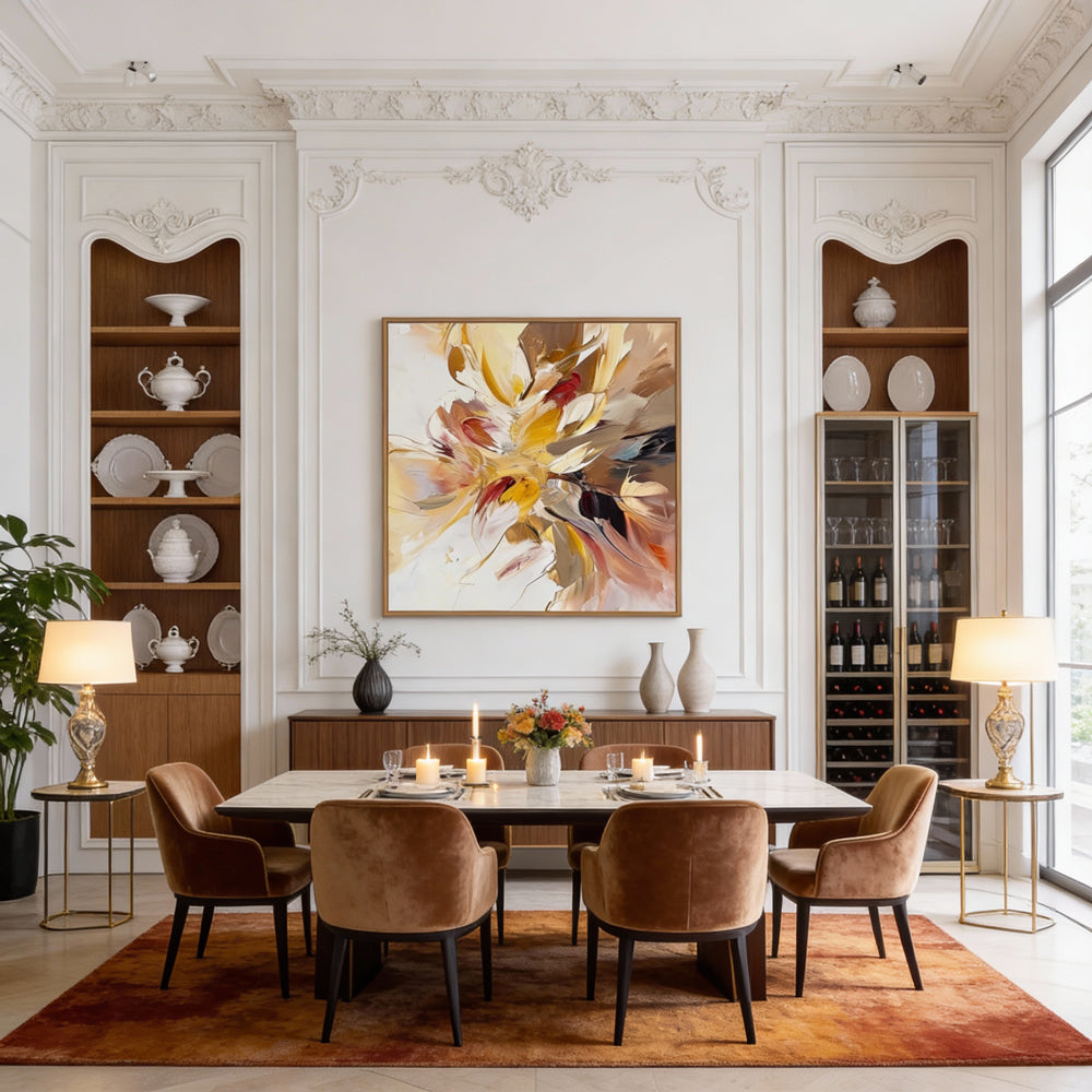 Radiant Bloom – Modern Abstract Floral Style Handmade Oil Painting Wall Art