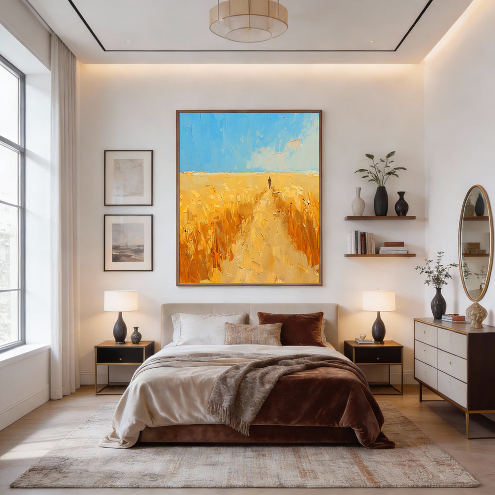 Path of Light – Impressionist Landscape Texture Painting, Handmade Oil Wall Art