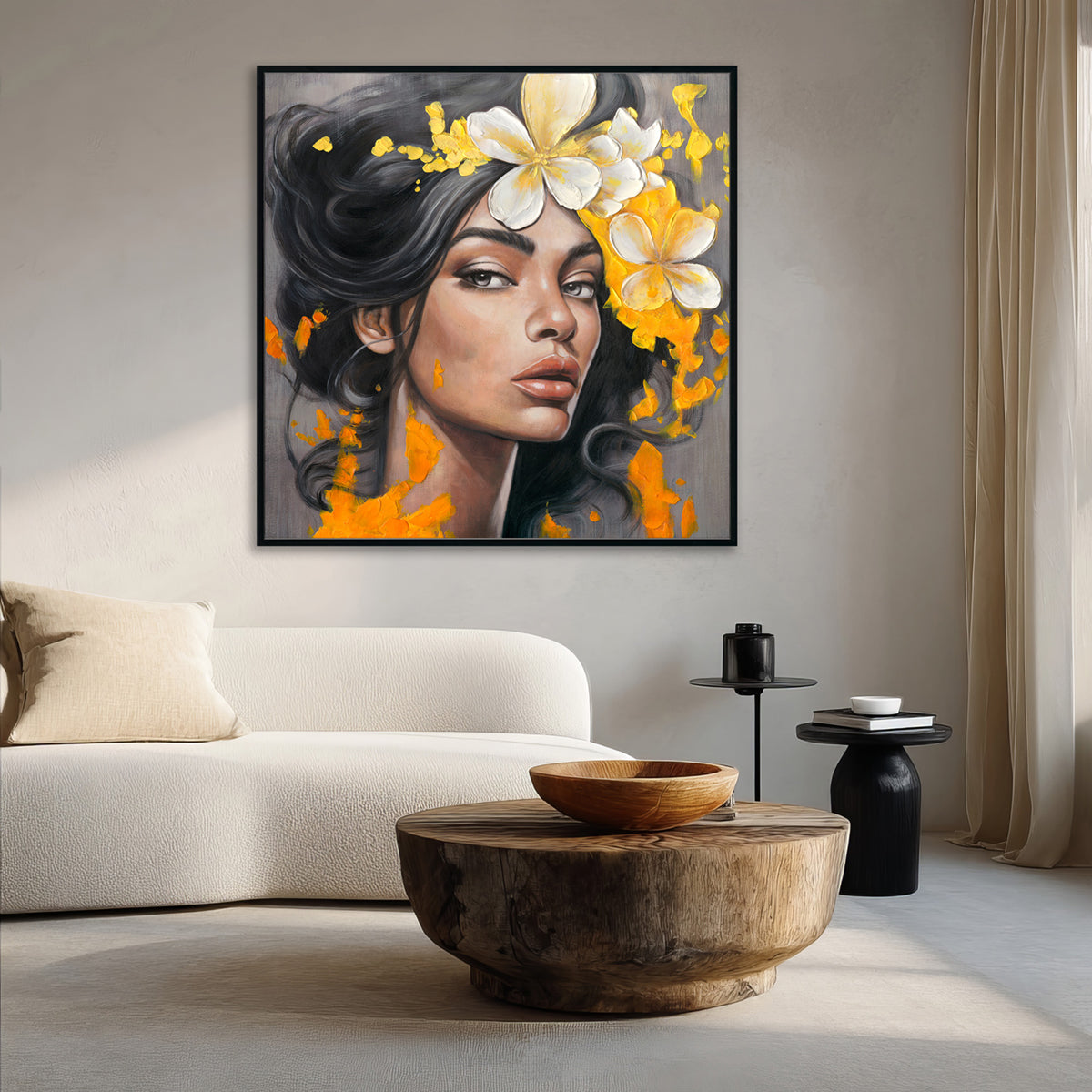 Floral Elegance Handcrafted Modern Realism with Abstract Expressionism