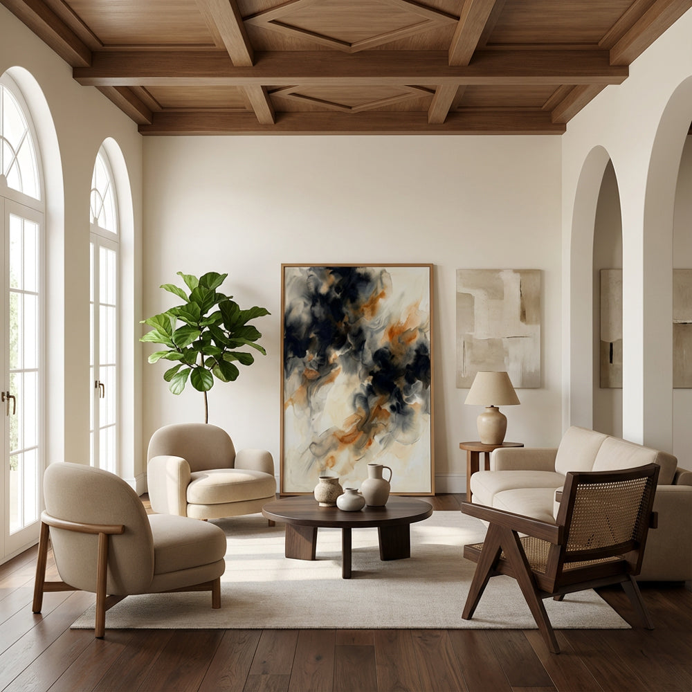 Ethereal Drift | Modern Abstract Ink-Wash Style Hand-Painted Oil Painting Wall Art