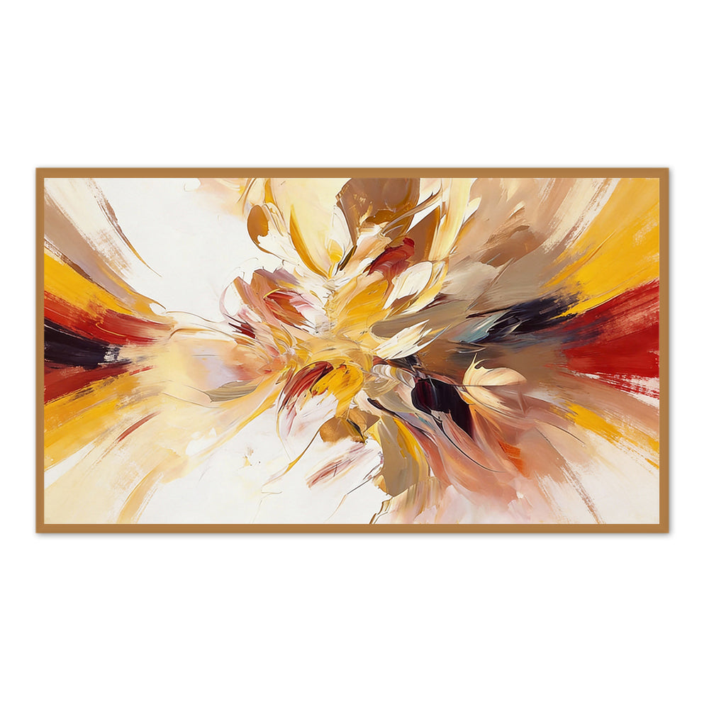 Radiant Bloom – Modern Abstract Floral Style Handmade Oil Painting Wall Art-Landscape Orientation