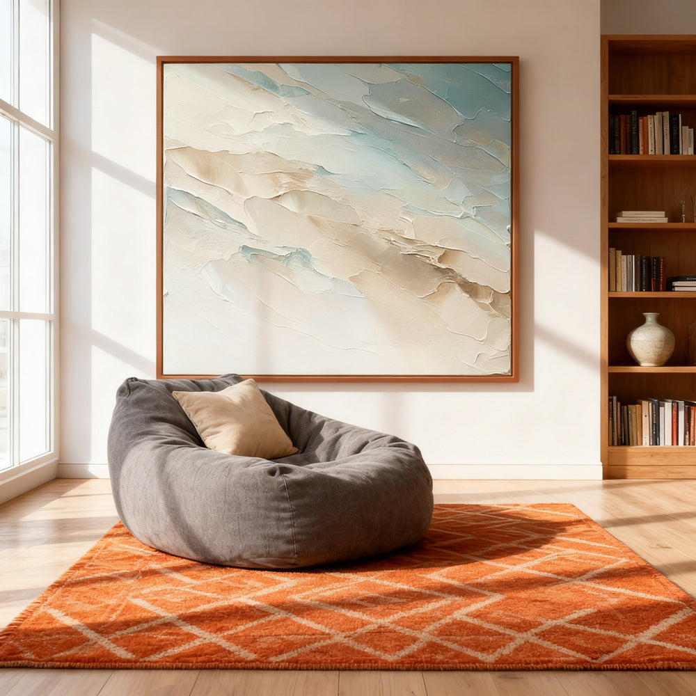 Aqua Drift Texture Art – Modern Abstract Style Handmade Oil Painting Wall Art