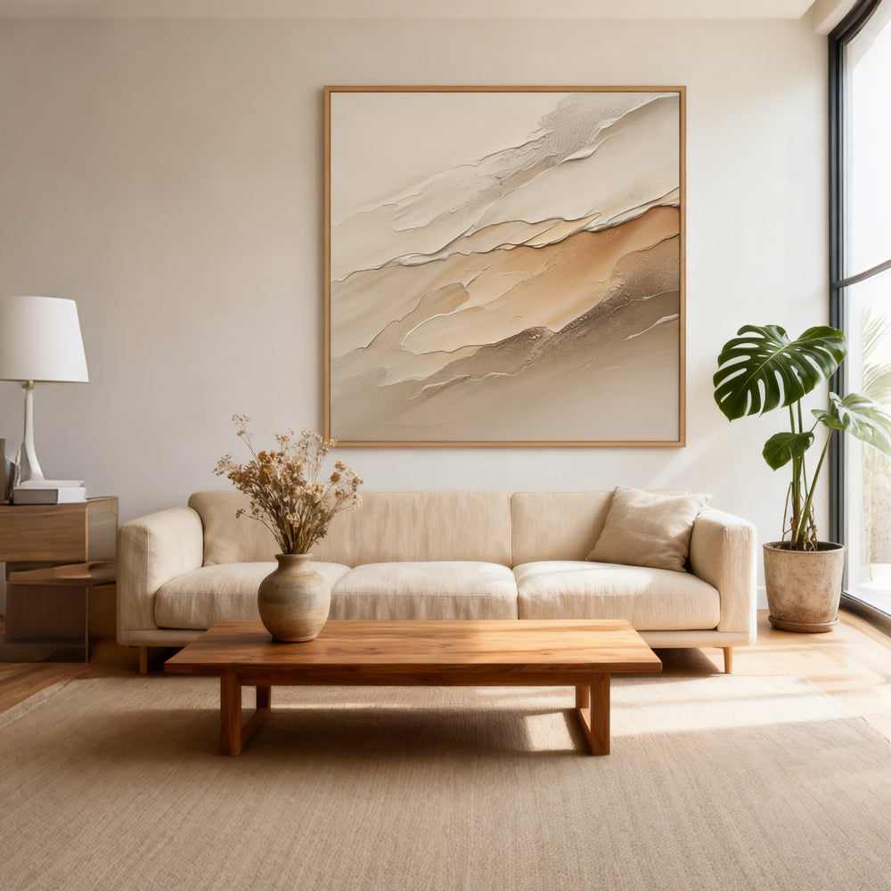 Desert Drift Texture Art – Modern Abstract Style Handmade Oil Painting Wall Art