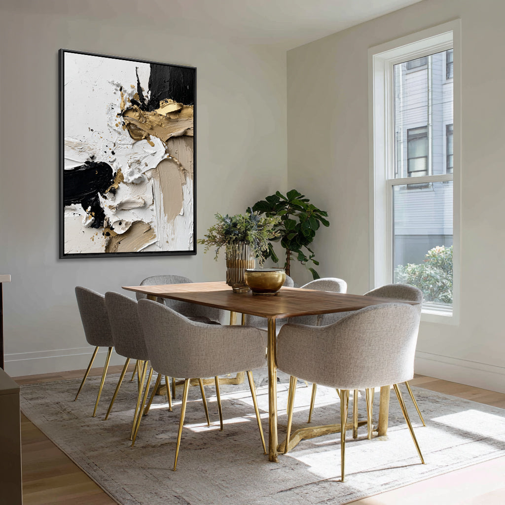 Handcrafted Painting Golden Whispers A Harmonious Dance of Texture and Light